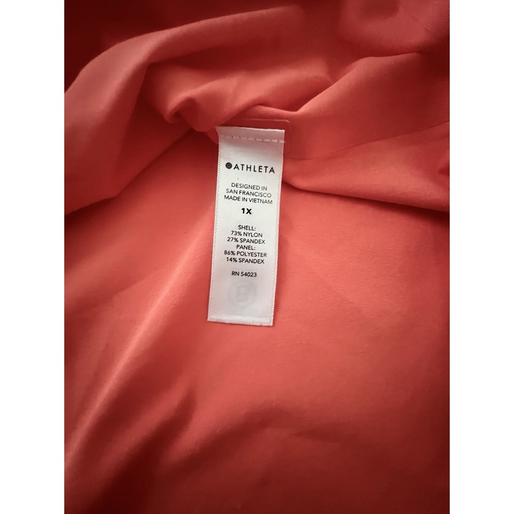 Athleta 1X Coral Long Sleeve Tunic Top Hidden Placket Hi Low Travel Stretch - Picture 5 of 8